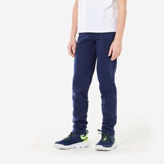 DOMYOS Pantaloni bambino ginnastica 100 regular misto cotone felpati blu