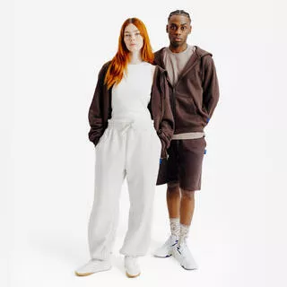 DECATHLON Felpa adulto ELEMENTALS con zip oversize pesante marrone