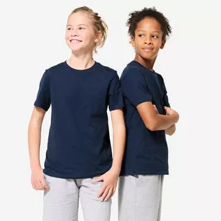 T-shirt bambino ginnastica regular fit cotone blu