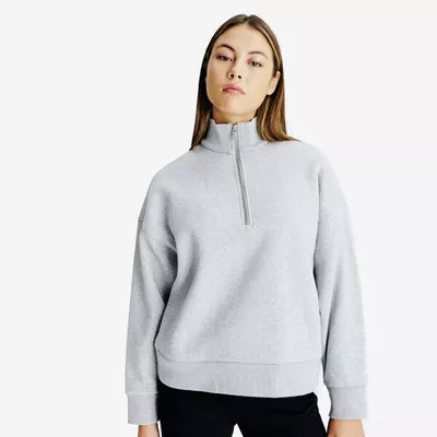 DECATHLON Sweatshirt Damen Reißverschluss am Kragen - Elementals grau meliert
