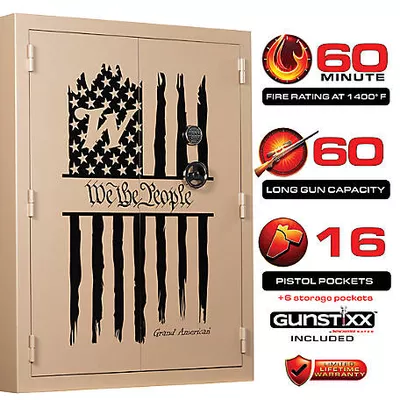 Winchester Safes Grand American 60 Long Guns + 16 Pistol Pockets, 60 Min. Fire Protection & UL Listed Electronic Lock,GunSTIXX