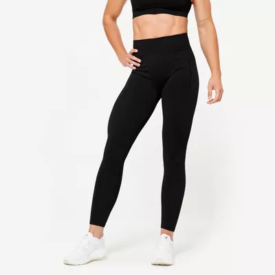 DOMYOS Leggings Damen nahtlos Push-up - schwarz