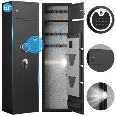 Gun Safe, 5-7 Digital Gun Safe with Separate Lock Box, Large Gun Storage with Pistol Bag & Metal Storage Box, Gun Cabinet with Dual Alarm & Mute Mode, Shotgun Safe with Soft Lining