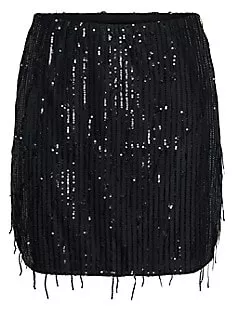 Rilly High-Waisted Fringed Sequin Mini Skirt