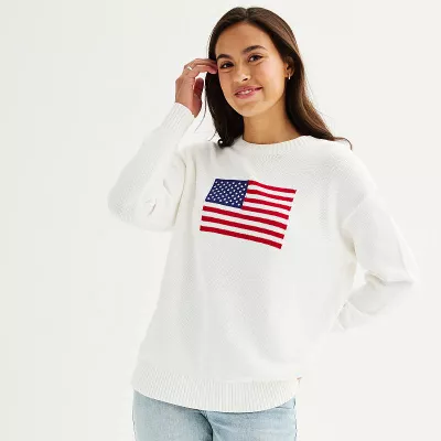 Juniors' Harper & Ivy American Flag Sweater