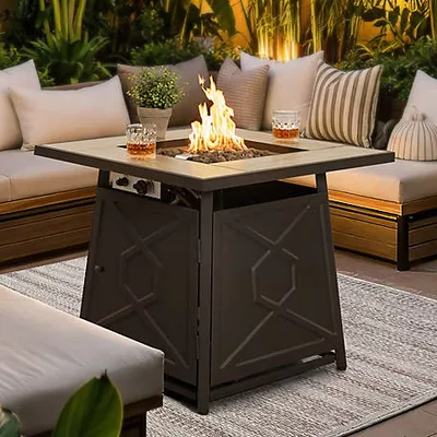 Nuu Garden 28 in. Outdoor Gas Fire Pit, Black