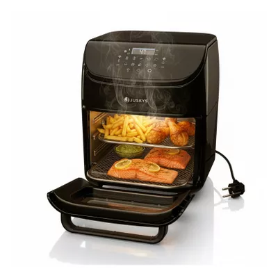 Juskys Heißluftfritteuse 12L – Schwarz, Airfryer mit 10 Programmen, Display & Zubehör