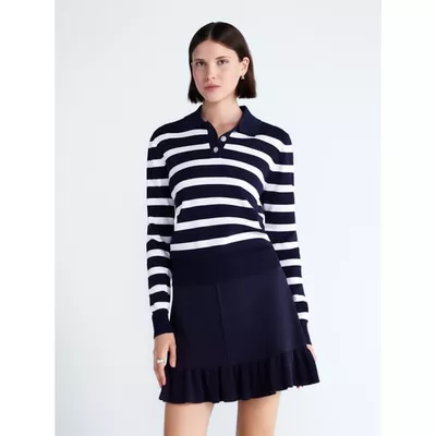 Free Assembly Women's and Women's Plus Polo Sweater with Long Sleeves, Lightweight, Sizes XS-4X