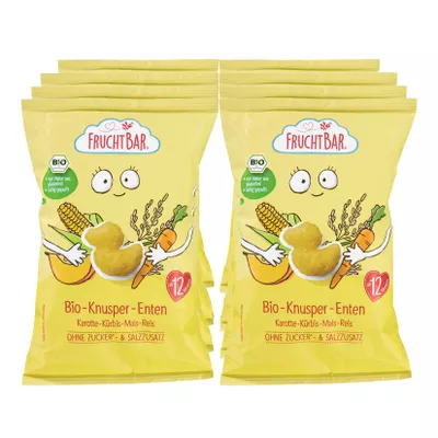 FruchtBar – Bio-Knusper-Enten mit Karotte, Kürbis, Mais, Reis 30g, 8er Pack