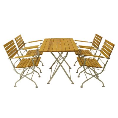 DEGAMO Klappgarnitur PASSAU 5-teilig, Flachstahl verzinkt + Robinie, klappbar