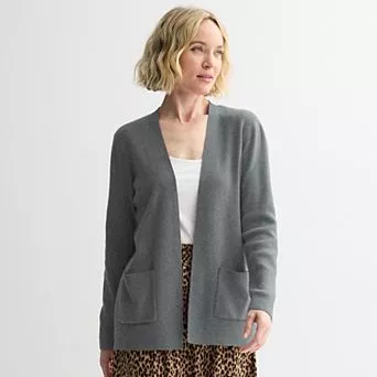 Women's Croft & Barrow® Polished Open Front Cardigan