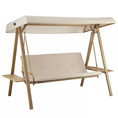 Red Shed 3-Person Patio Swing with Cushion and Canopy