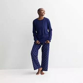 Women's Croft & Barrow® 2 pc Micro Fleece Pajama Top & Pajama Bottoms Set