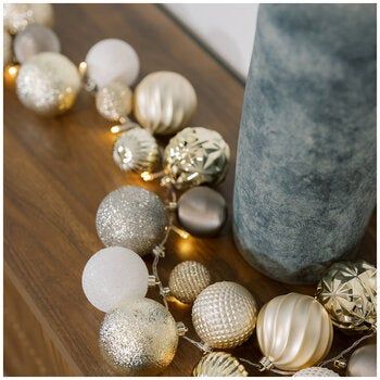 CGH Pre-Lit Ornament Garland with LED Twinkle Lights 1.8M