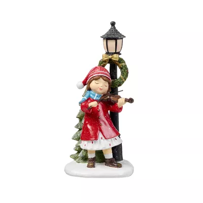 Christmas Caroler And Lamp Post