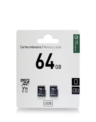 Carte Micro SD LISTO pack 2x 64Go Micro SD
