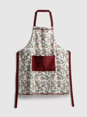 Delantal floral con bolsillo