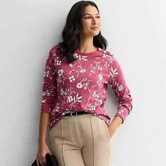 Women's Croft & Barrow® Gold Button Sweatshirt