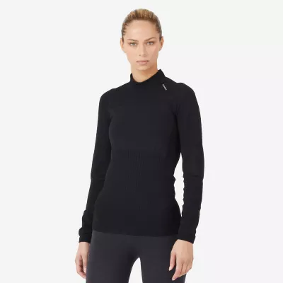 KIPRUN Laufshirt langarm Damen seamless Kiprun Skincare schwarz