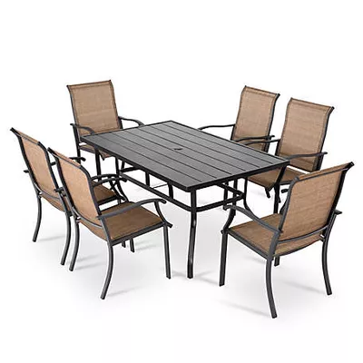 Nuu Garden Outdoor 7 pc. Textilene Dining Set, ,Powder-coated Iron Frame