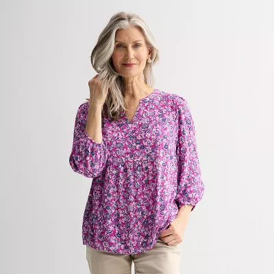 Women's Croft & Barrow® Front Yoke Popover Blouse