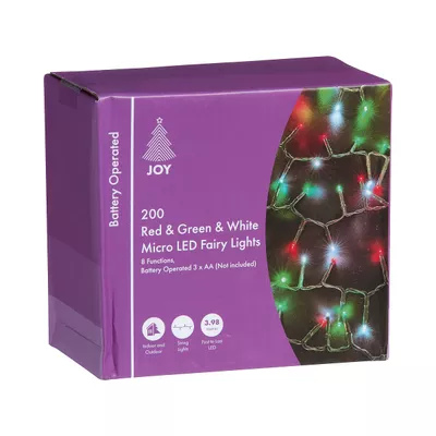 Christmas Battery-Operated String Lights 200 Micro LED