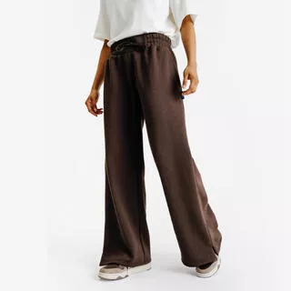 DECATHLON Pantaloni tuta donna ELEMENTALS regular fit felpati con tasche marroni