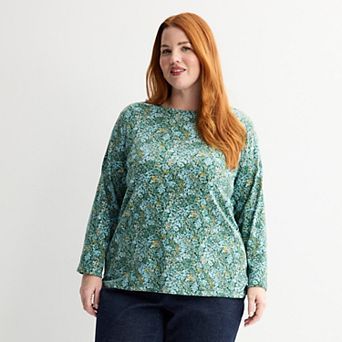 Plus Size Croft & Barrow® Essential Crewneck Long Sleeve Tee