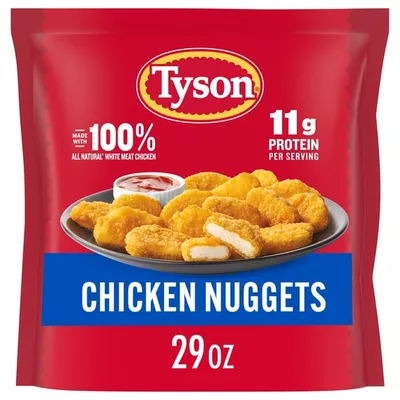Tyson Frozen White Meat Chicken Nuggets, 29 oz, 11g Protein per Serving (Fully Cooked)