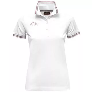 KAPPA polo maniche corte da donna in cotone bianco da fitness