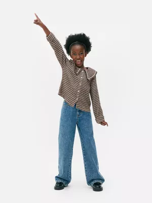 7-15 años | Blusa a cuadros vichy con detalle zigzag
