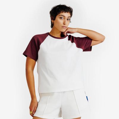 DECATHLON T-Shirt Damen - Heritage weiß/weinrot