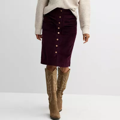 Women's Sonoma Goods For Life® Button-Front Corduroy Skirt