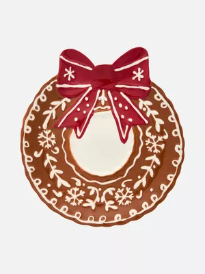 Plato cerámico navideño con lazo