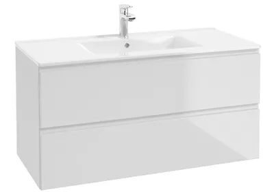 Milobad, Underskab inkl. vask, Reno, hvid højglans, 100x46x55 cm