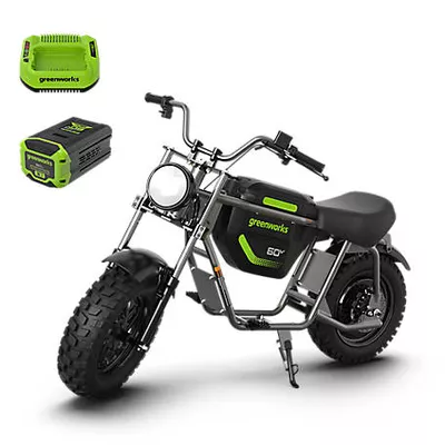 New!  Greenworks 60V STEALTH Battery-Powered Electric Mini Bike with (1) 8.0Ah Battery